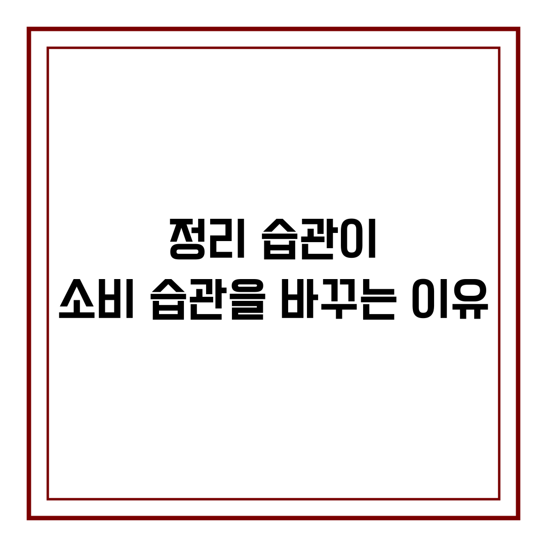 정리 습관이 소비 습관을 바꾸는 이유