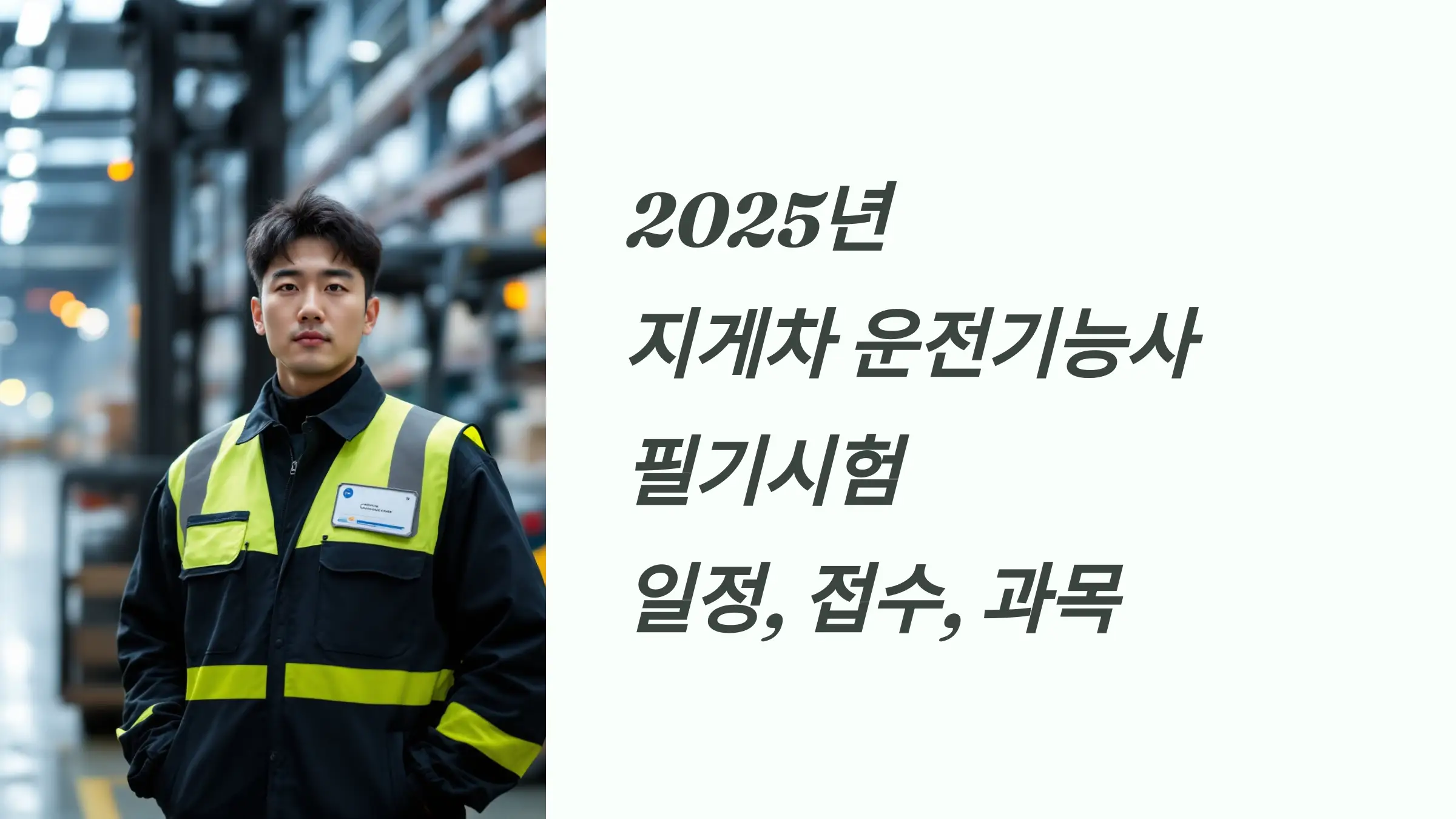 2025년 지게차 운전기능사 자격증 필기시험 일정, 접수방법, 과목, 문제유형, 합격기준, 시험 결과 조회