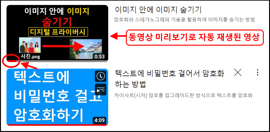 영상 아래 빨강 바
(이전에 재생되었던 곳까지 빨강 바 진행)