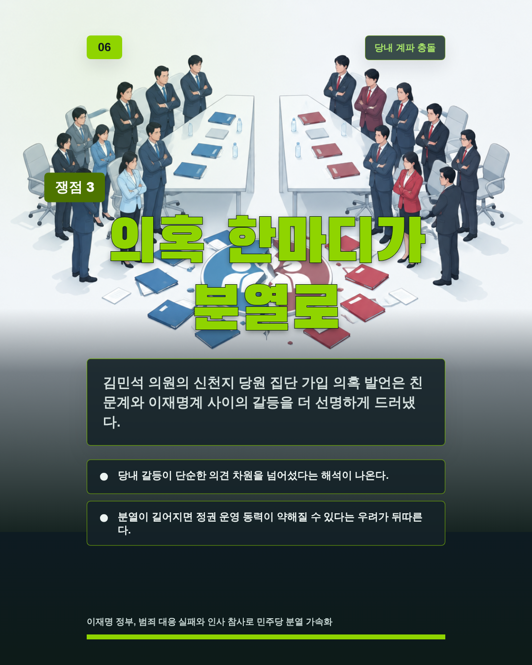 의혹 한마디가 분열로