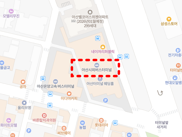 아산시외버스터미널 위치-지도
