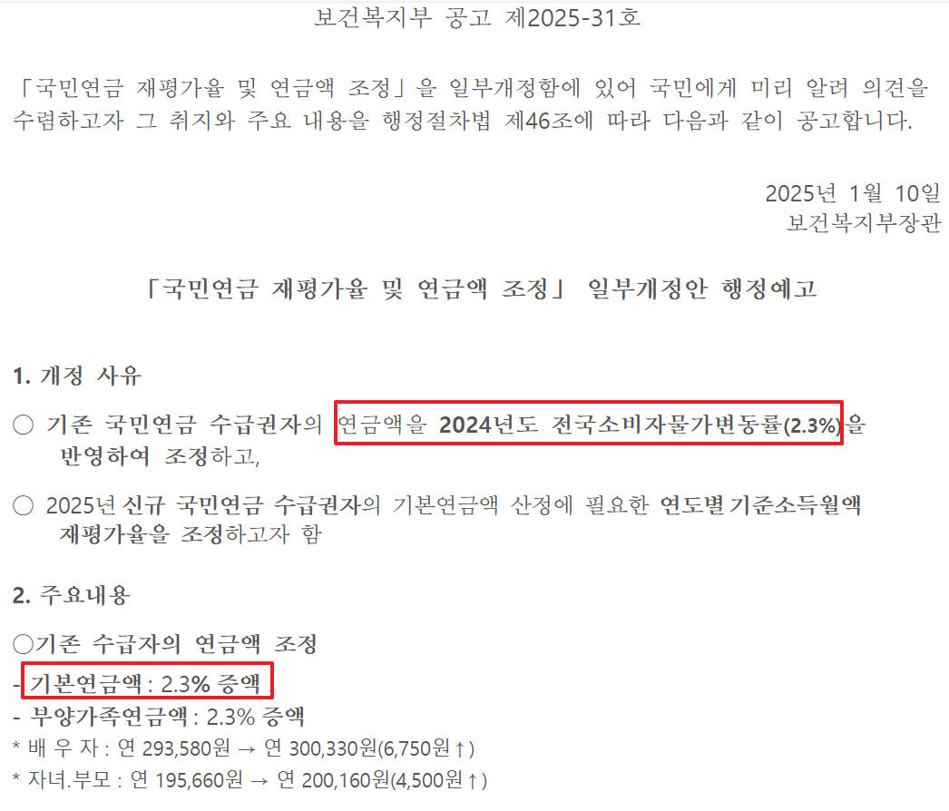 2025년 국민연금 인상률