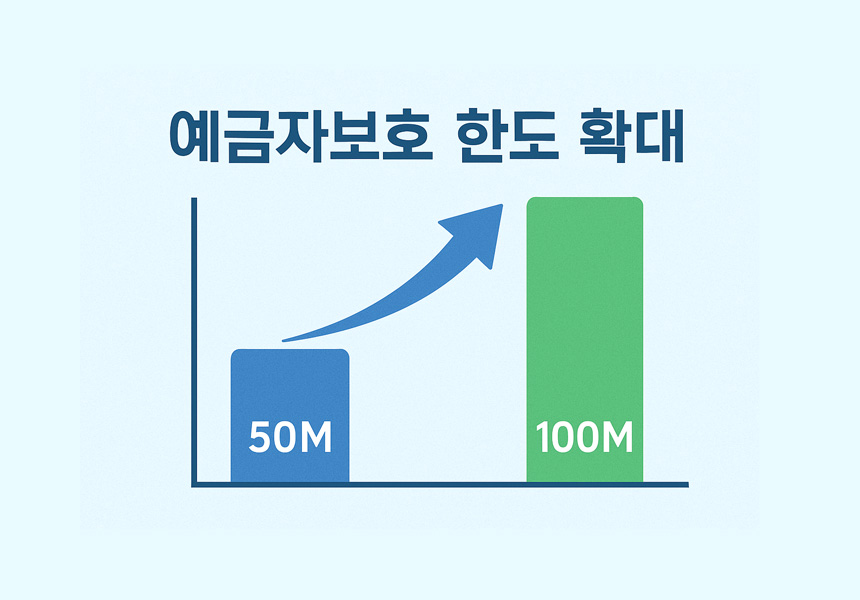 예금자보호 한도가 5천만 원에서 1억 원으로 확대된 비교 그래프