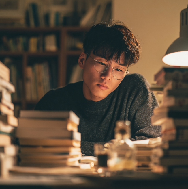 평가사 공부하는 남학생