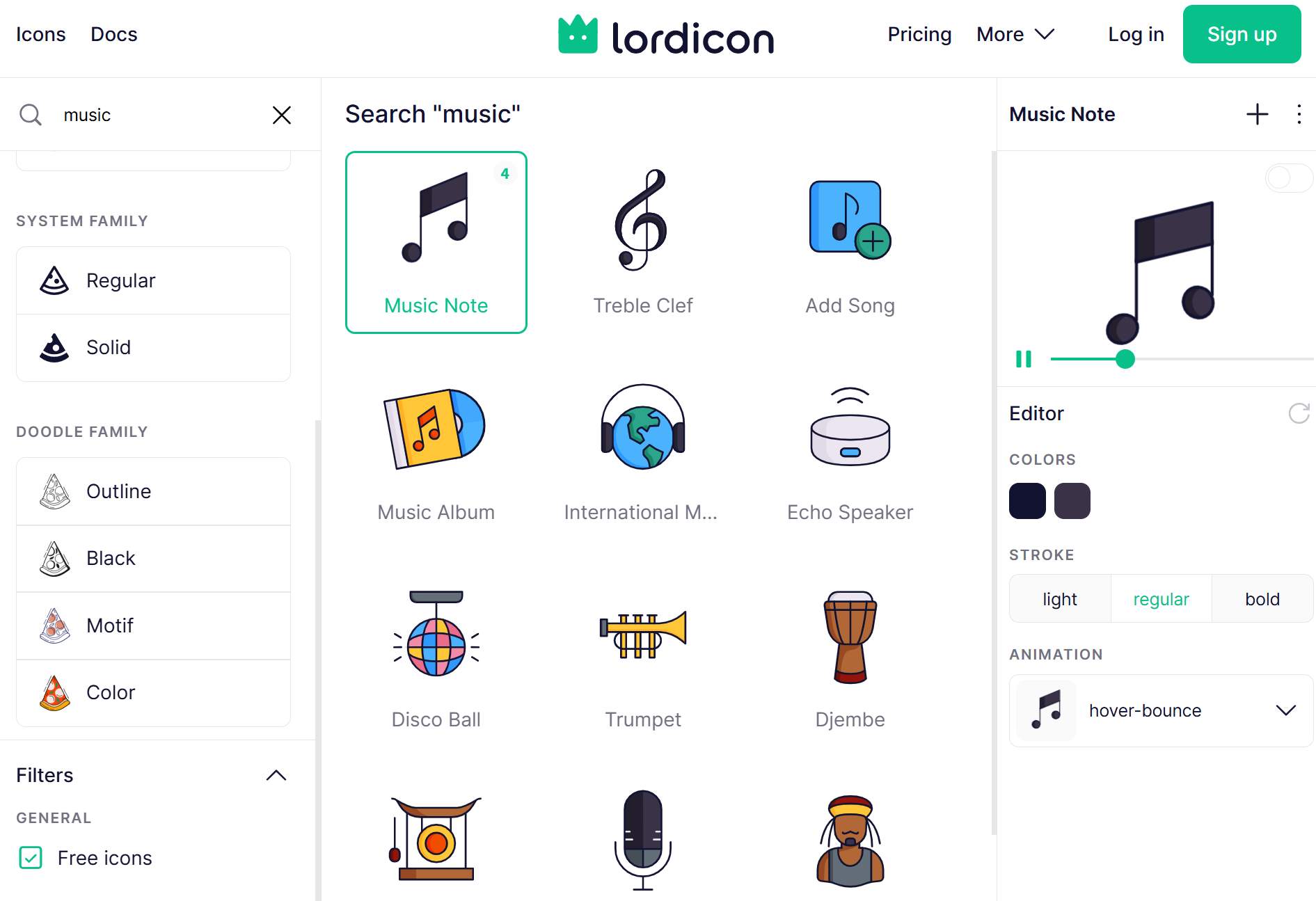Lordicon (로드아이콘) 웹사이트 화면