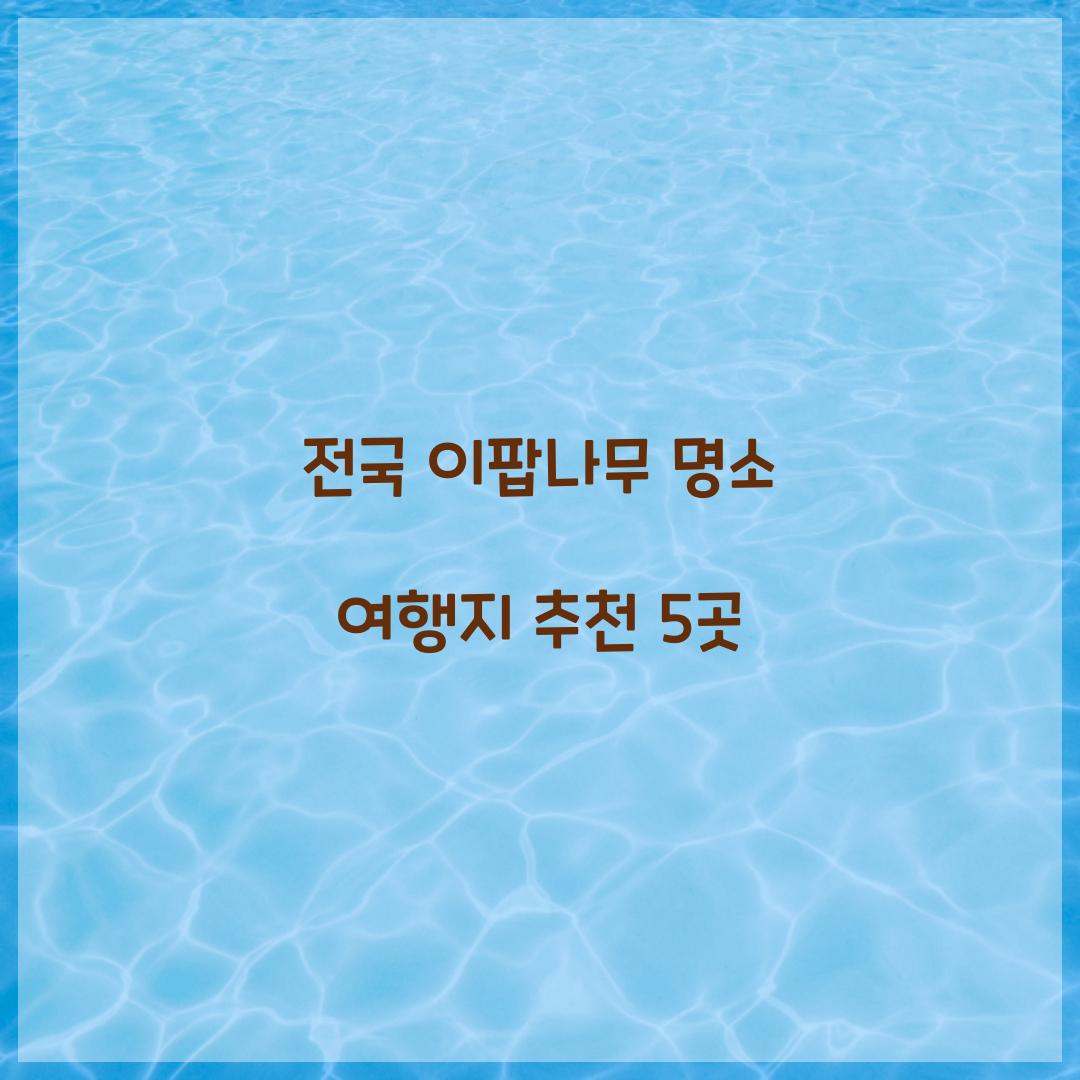 전국 이팝나무 명소