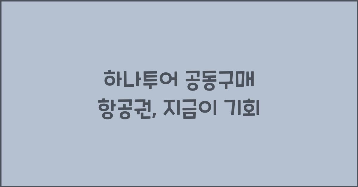 하나투어 공동구매 항공권