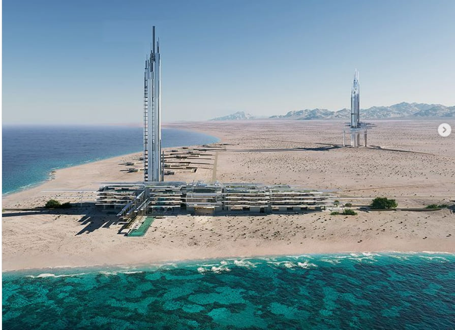 사우디 네옴, 해안사막 초미래 에피콘 타워 공개 VIDEO: NEOM unveils ultra-futuristic epicon towers in saudi arabia's coastal desert