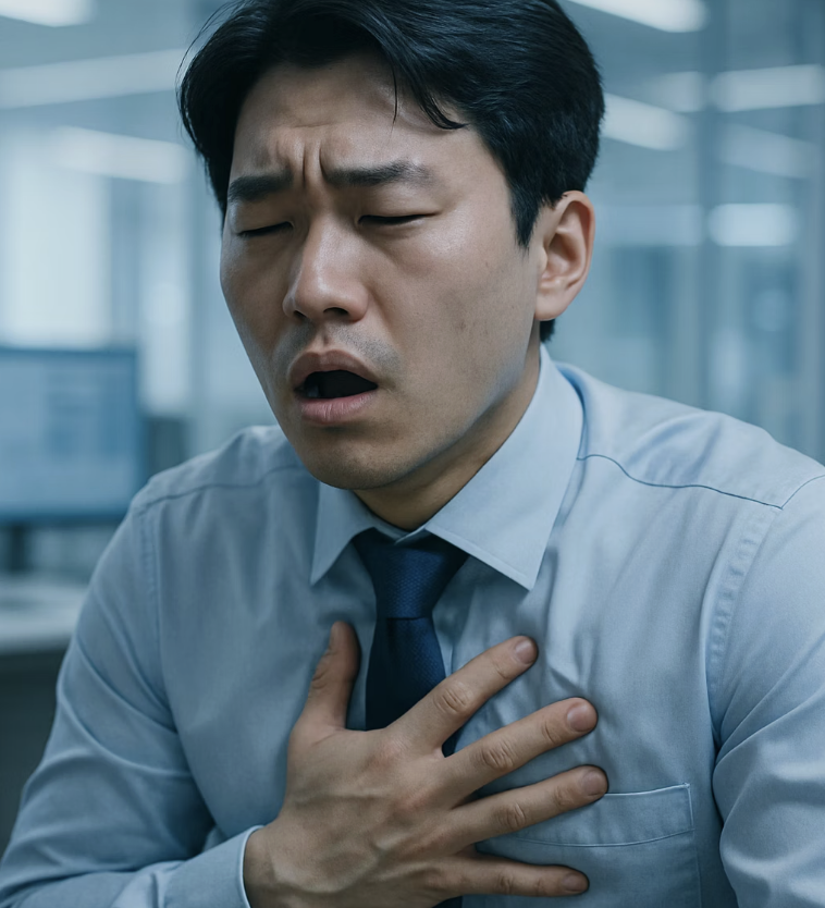 숨이 차고 쌕쌕거리는 소리