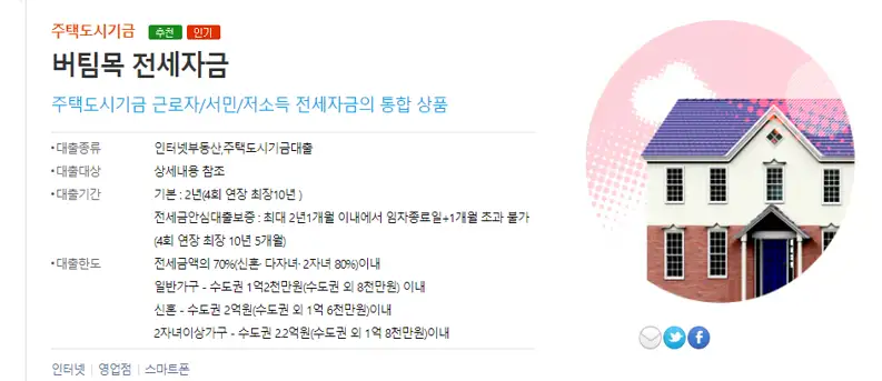 우리은행 버팀목 전세자금대출