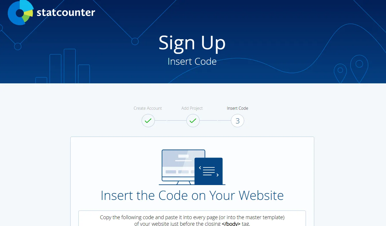 IP 추적 statcounter Sign Up Insert Code