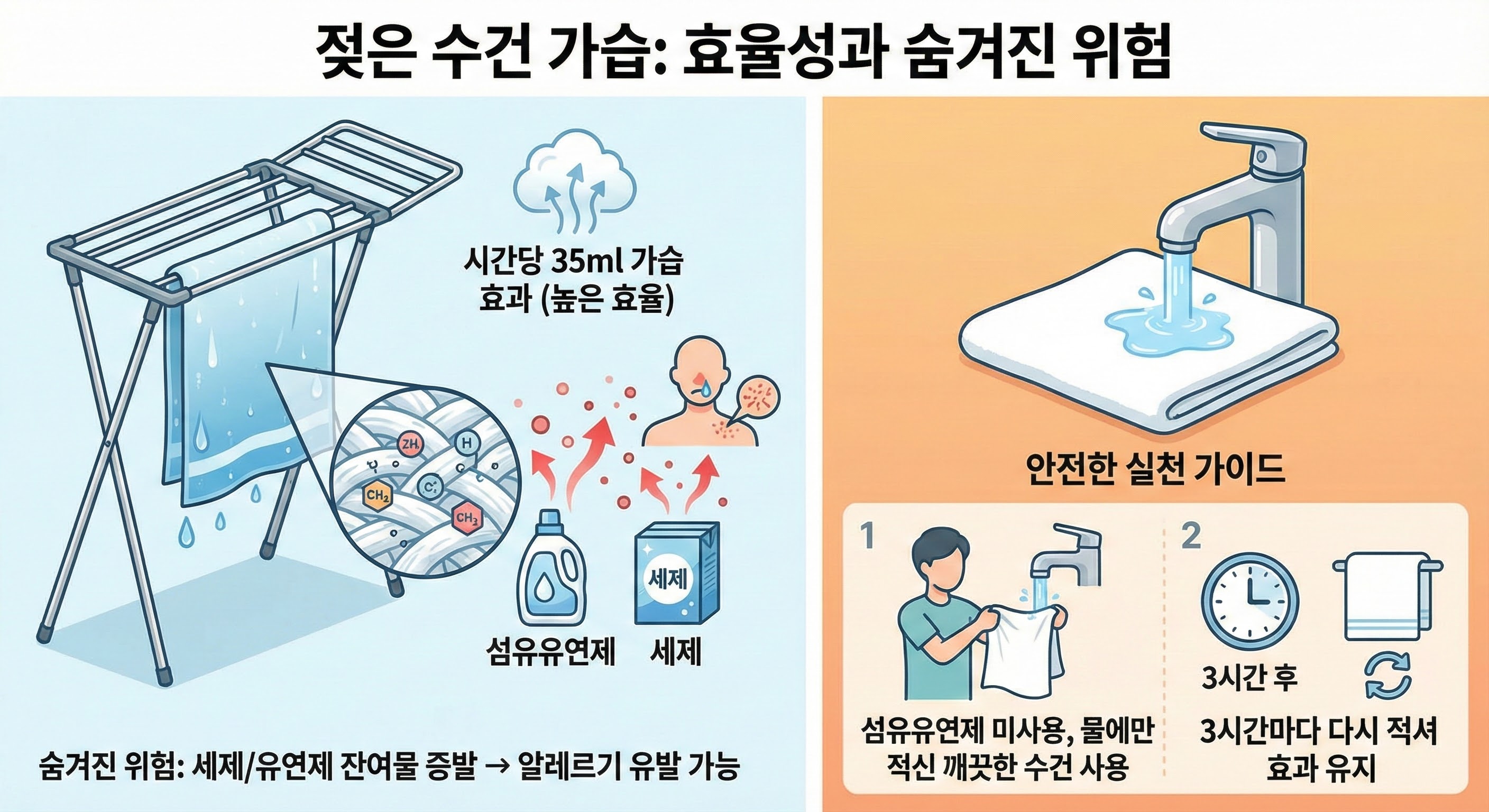 젖은 수건 가습의 효율성과 숨겨진 위험