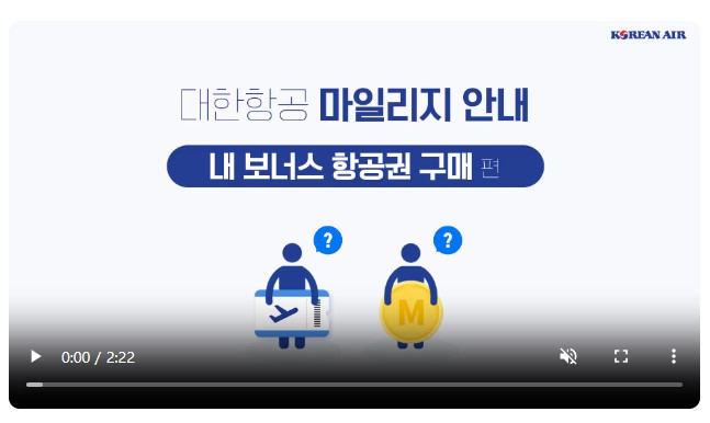 대한항공 마일리지 조회 사용방법 공제표