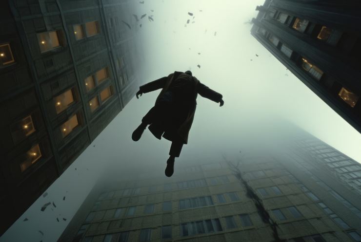 건물에서 떨어지는 사람