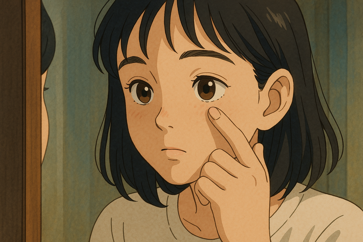 &ldquo;비립종을 확인하는 여성의 손끝&rdquo;