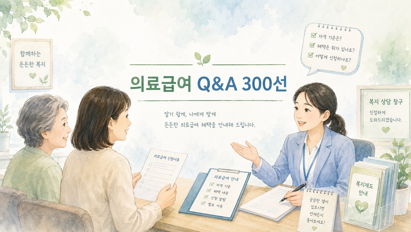 2026 의료급여 Q&A 300선 - 선정기준과 부양의무자, 1종·2종, 본인부담, 신청·서류, 병원 이용순서, 급여일수·연장승인, 선택의료급여기관, 산정특례와 각종 의료급여 지원의 실제 판단을 위한 순서