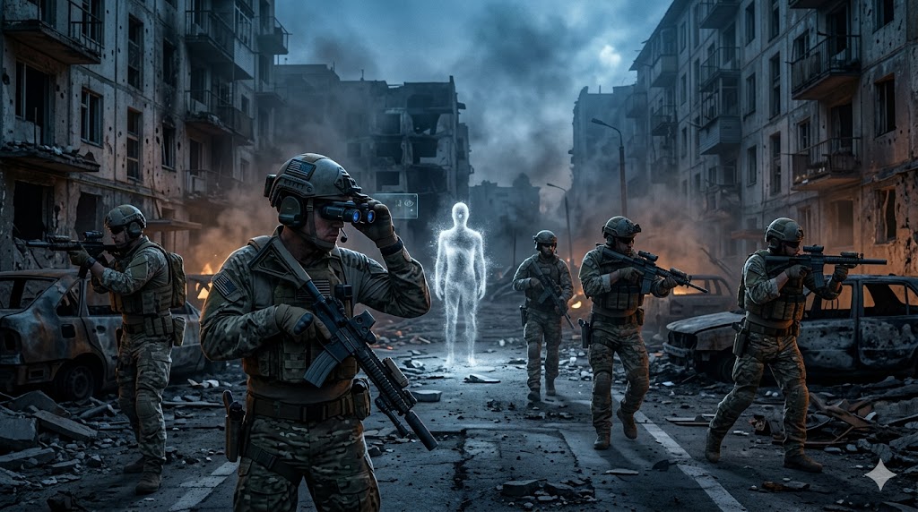 고스트 워 줄거리 중 클라인 박사가 보스 아인슈타인 응축 이론을 바탕으로 개조된 고글을 통해 적의 실체를 확인하는 장면