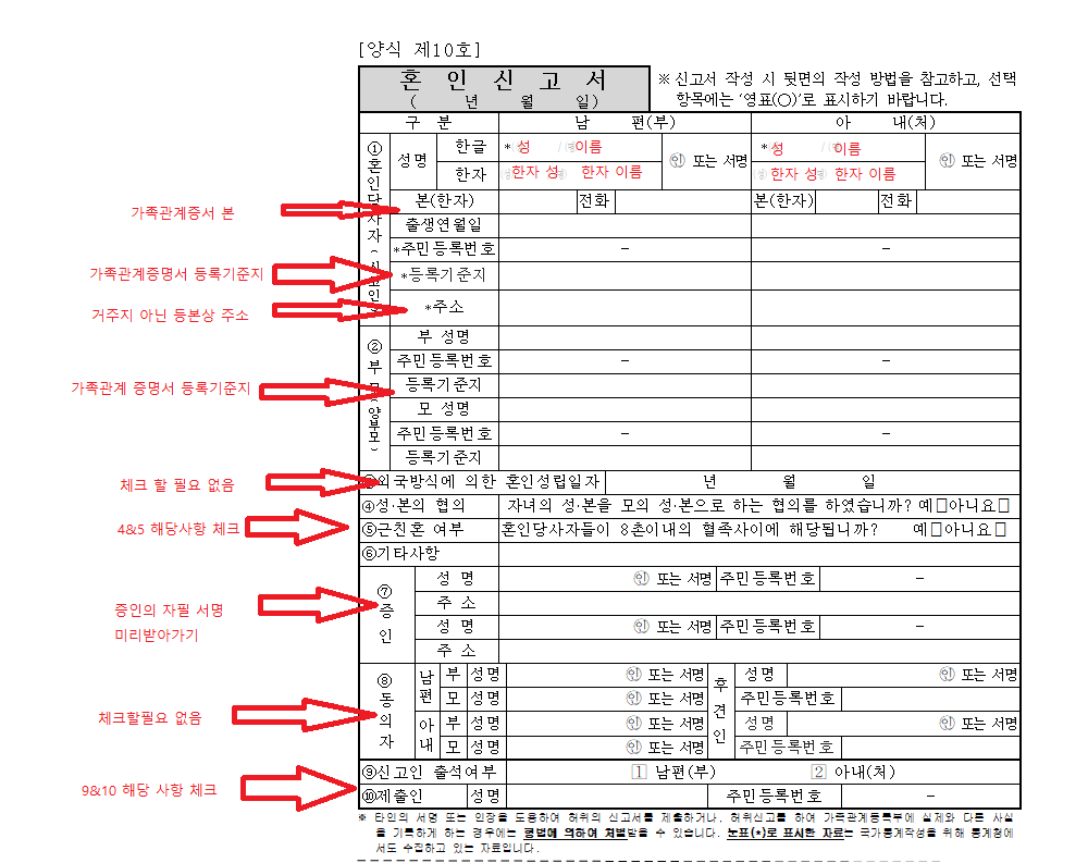 대구 달서구청 혼인신고양식 &amp; 작성법