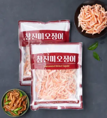 참진미 오징어 두봉지와 고추장양념의 진미채 한접시