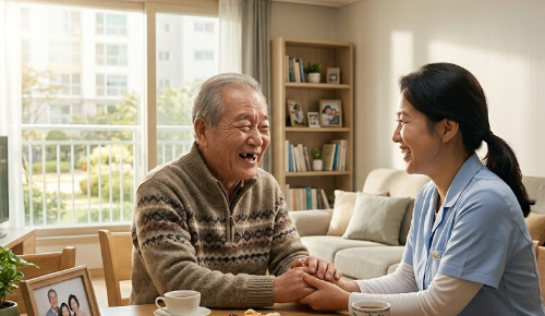 방문요양서비스 받으시는 어르신 모습