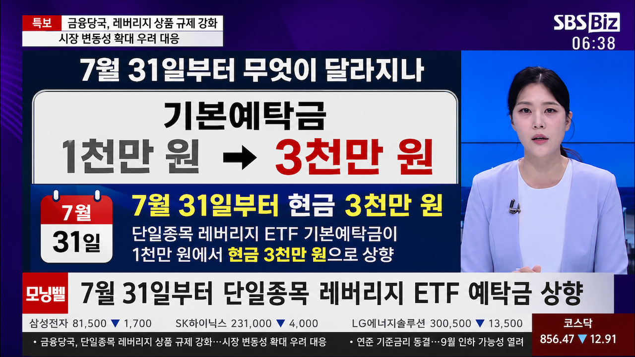 7월 31일부터 적용되는 단일종목 레버리지 ETF 현금 3천만 원 기본예탁금 제도