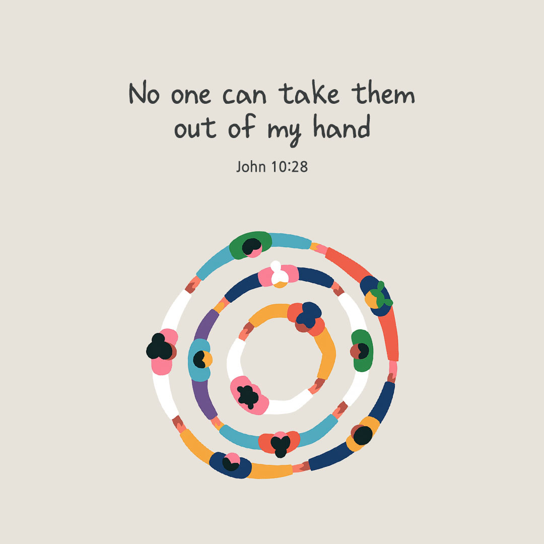 Today's Bible verse card John 10:28 scripture image