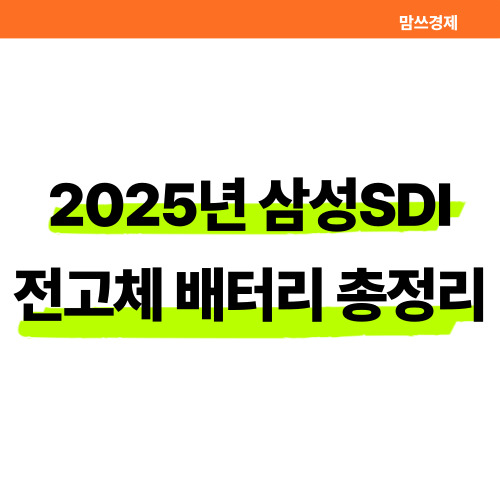 2025년 삼성SDI 전고체 배터리 양산 시기 및 전망 총정리 썸넹리