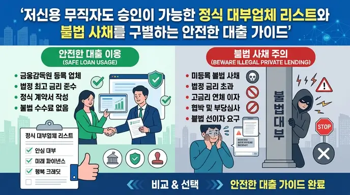 저신용 무직자도 승인이 가능한 정식 대부업체 리스트와 불법 사채를 구별하는 안전한 대출 가이드