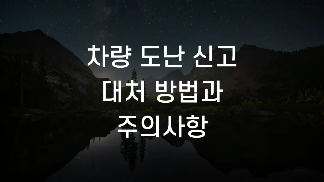 차량 도난 신고 대처 방법과 주의사항