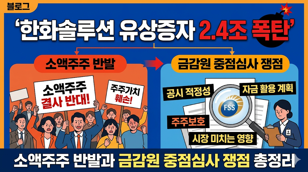 한화솔루션 유상증자 2.4조 폭탄... 소액주주 반발과 금감원 중점심사 쟁점 총정리