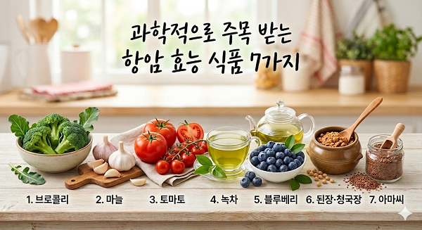 과학적으로 주목받는 항암 효능 식품 7가지