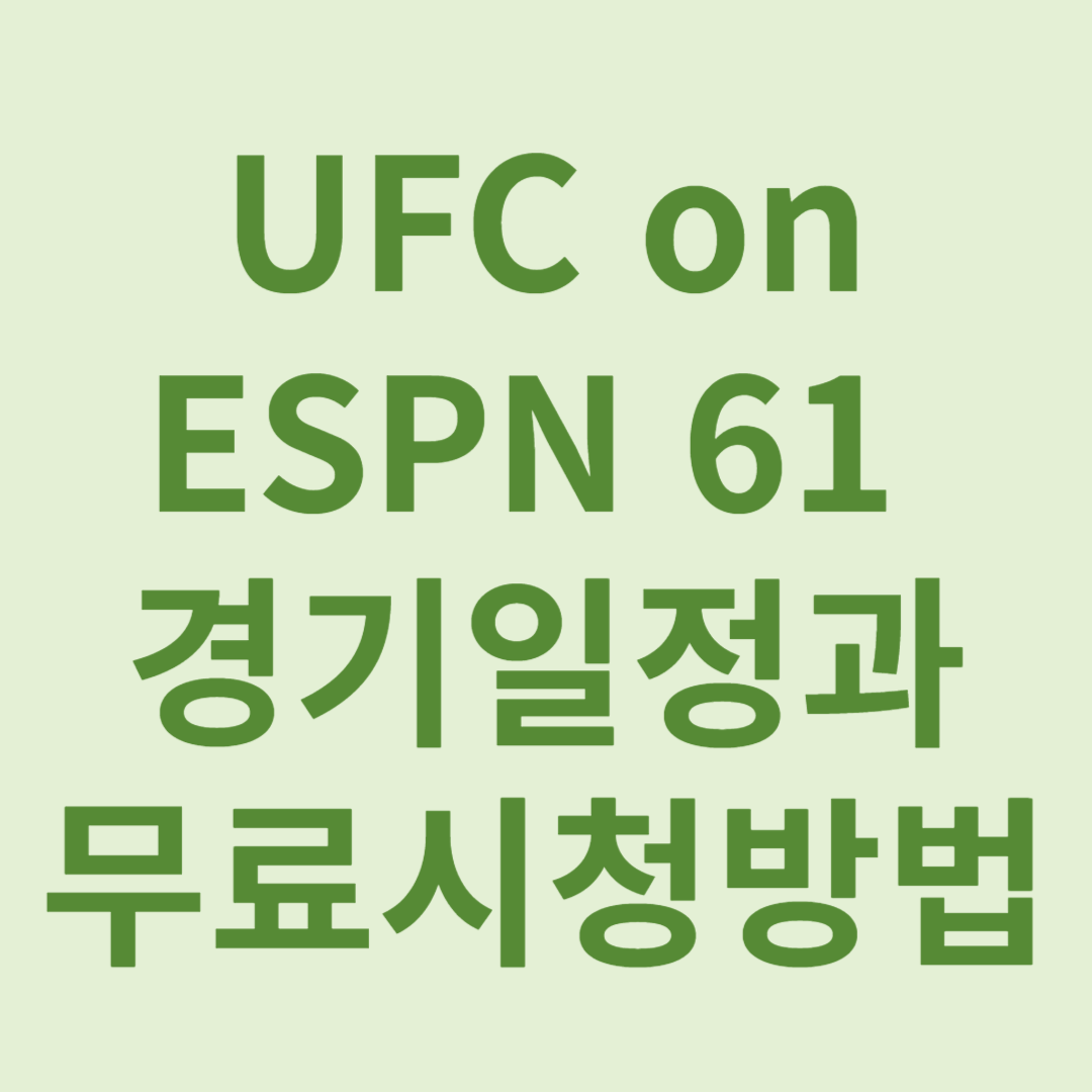 UFC경기일정