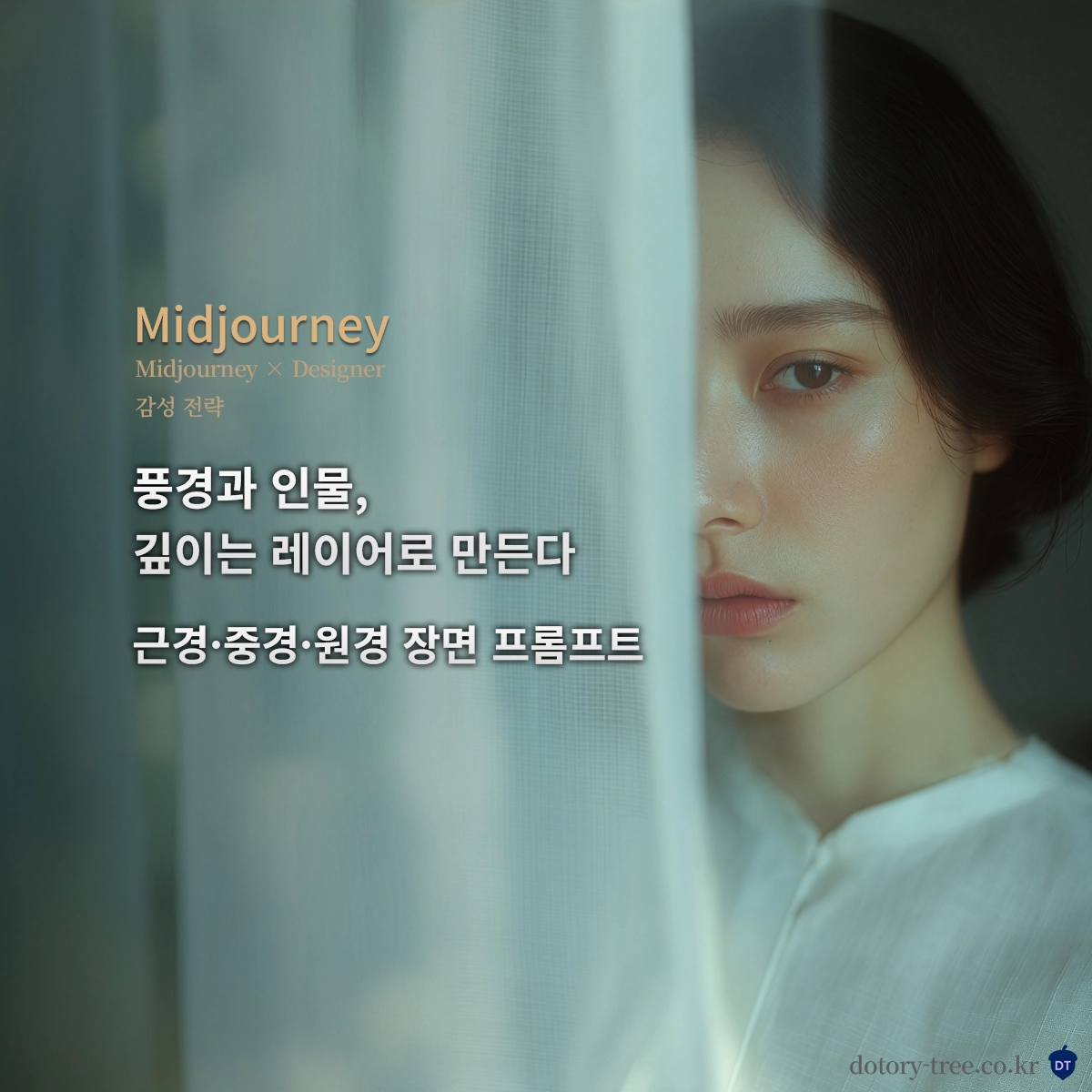 근경&middot;중경&middot;원경 레이어 구조로 표현한 인물 썸네일 이미지_Midjourney