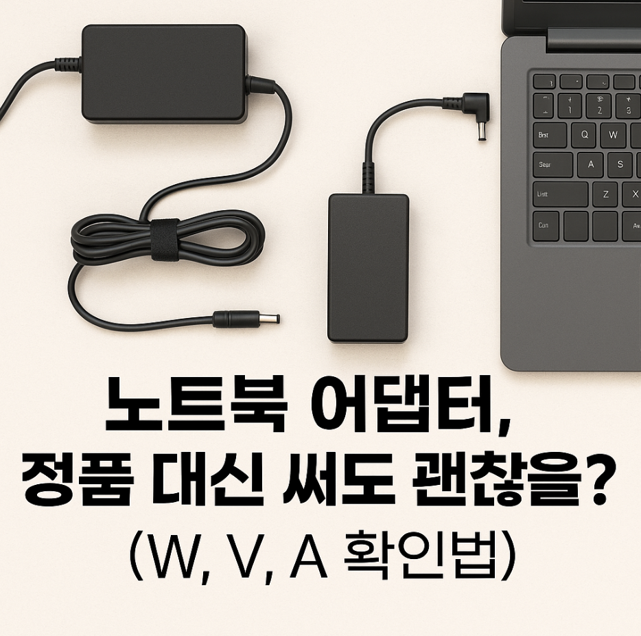 노트북 어댑터, 정품 대신 써도 괜찮을까? (W, V, A 확인법)