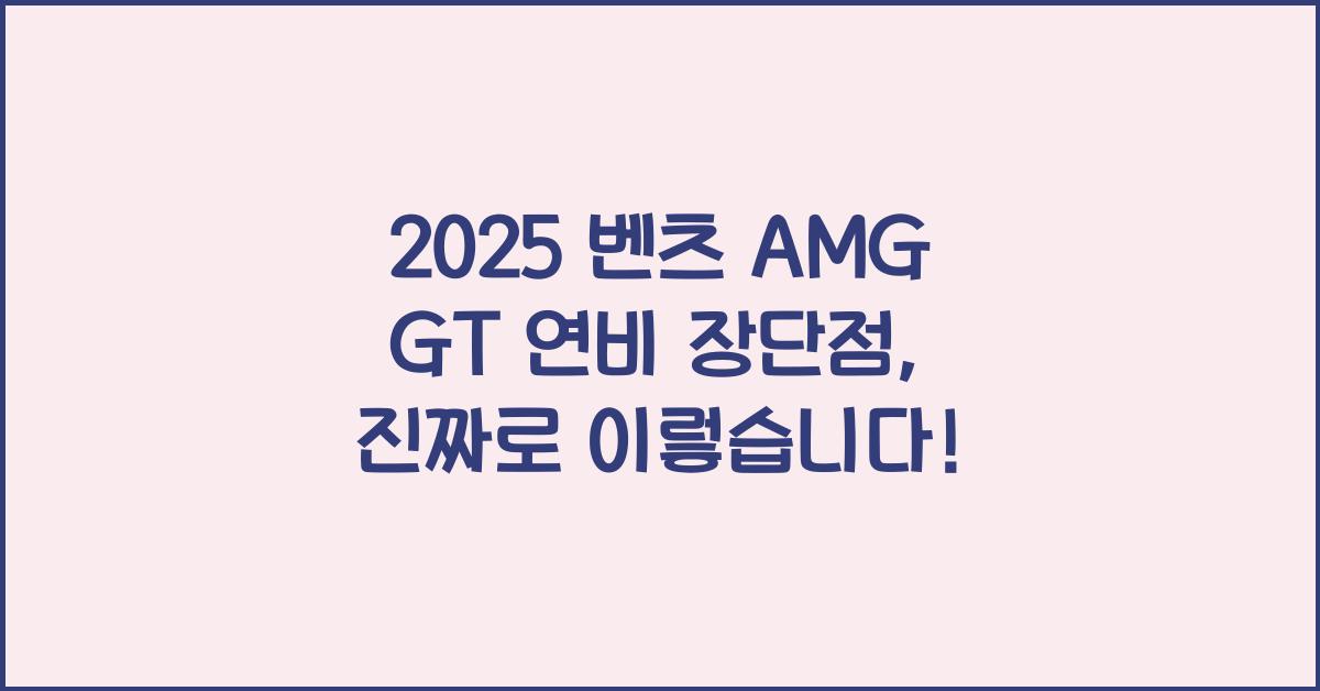 2025 벤츠 AMG GT 연비 장단점