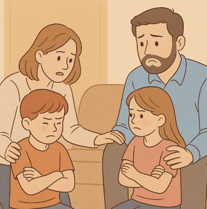 다투고 있는 남매 사진