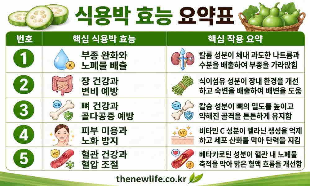 식용박 효능 요약표