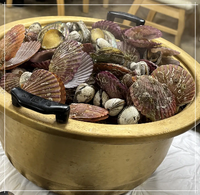 냄비에 가득한 조개찜