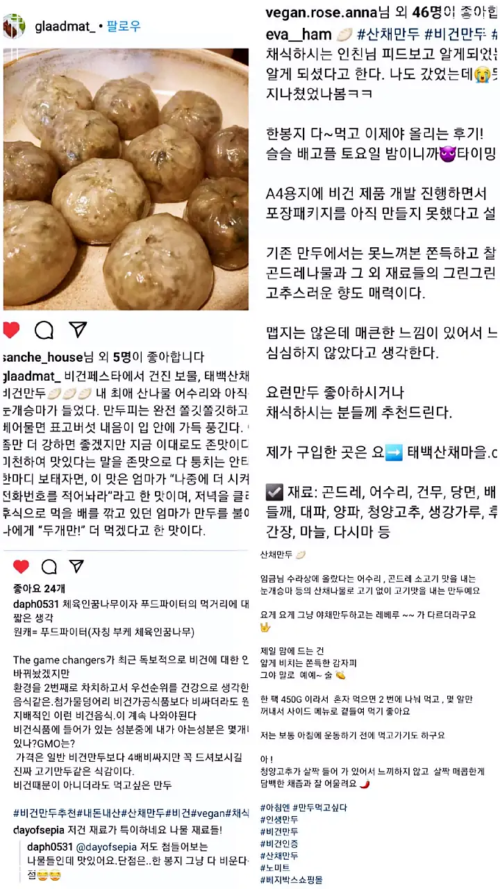 6시내고향 강원도 태백 저탄수 비건 만두 노미트 산채만두 감자떡 감자옹심이 파는 곳 전국 택배 온라인 전화 주문 추천