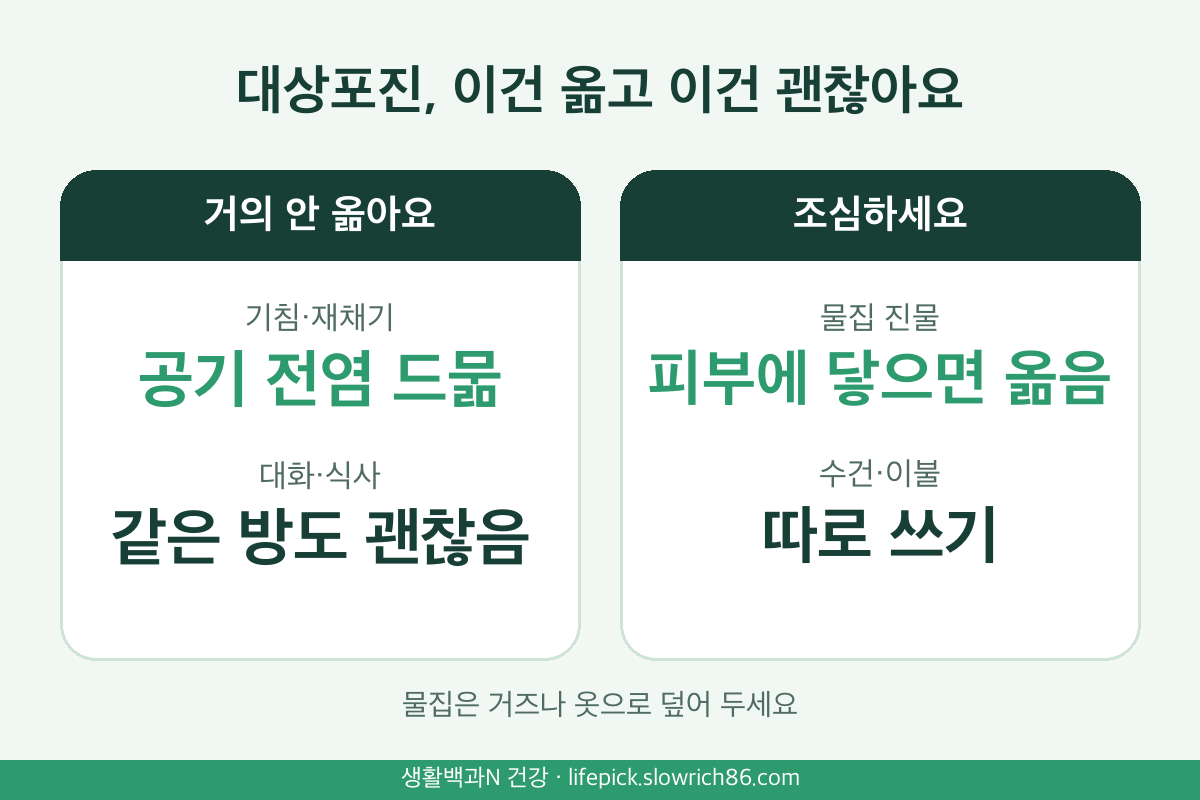 대상포진 전염 경로 공기 전염 안 됨 물집 접촉 수건 따로