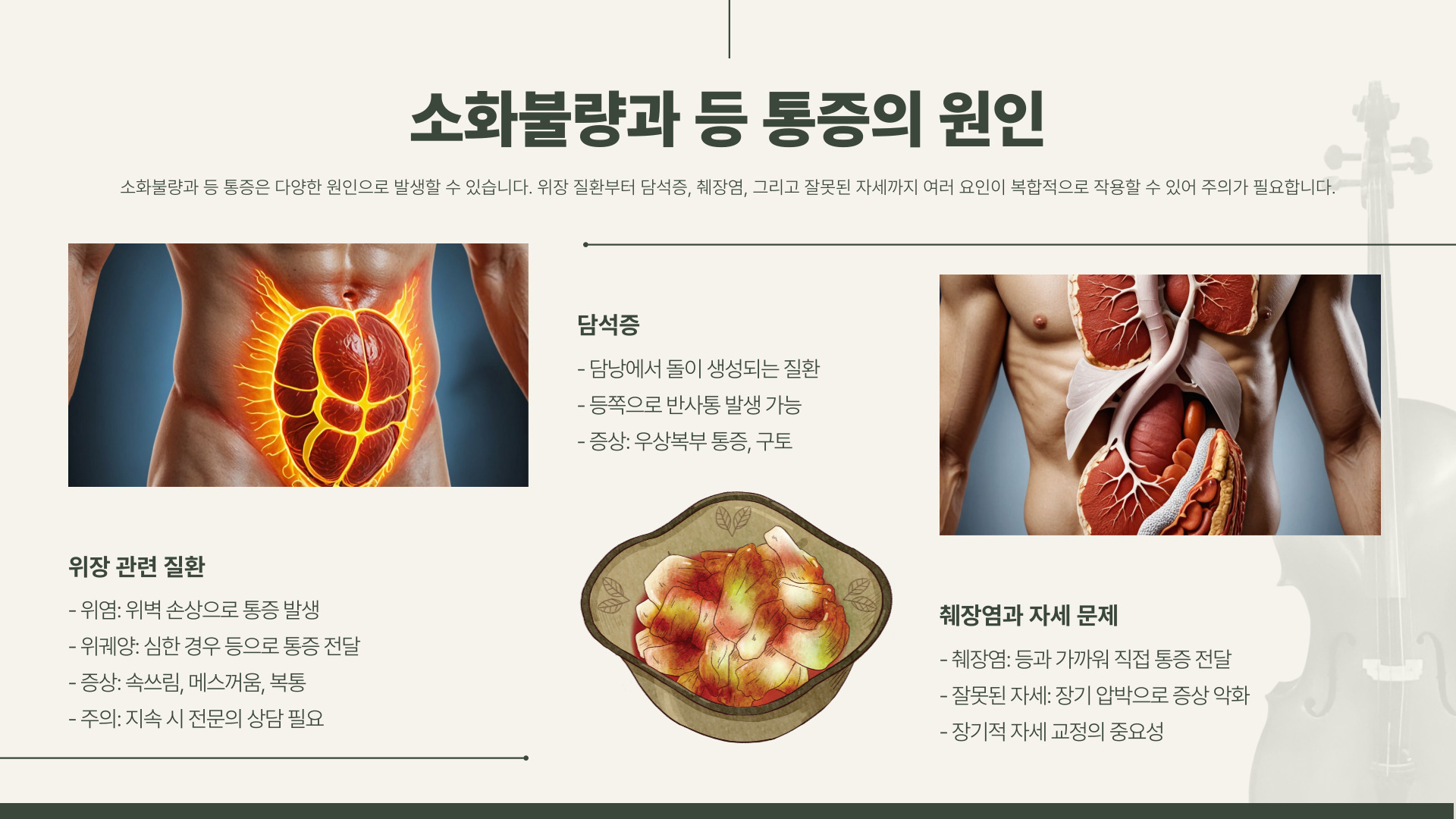 소화가 안되고 등이 아파요