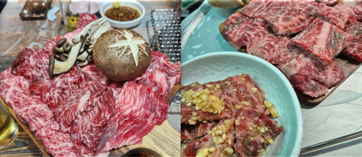 한우-생갈비와-마늘갈비