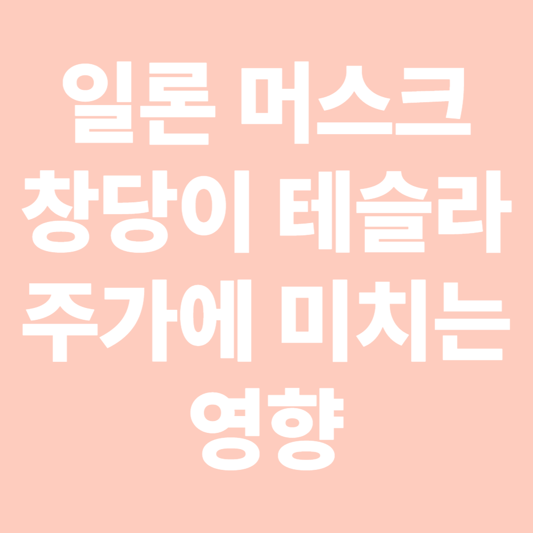 일론 머스크 창당이 테슬라 주가에 미치는 영향