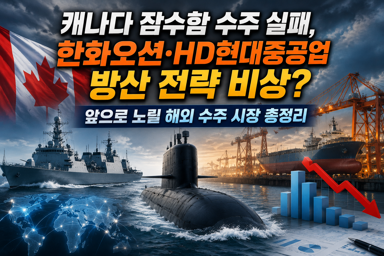캐나다 잠수함 수주 실패, 한화오션·HD현대중공업 방산 전략 비상? 앞으로 노릴 해외 수주 시장 총정리 관련 사진