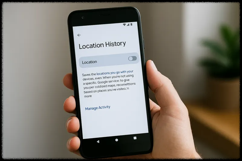 스마트폰 위치 기록 설정을 확인 중인 사용자