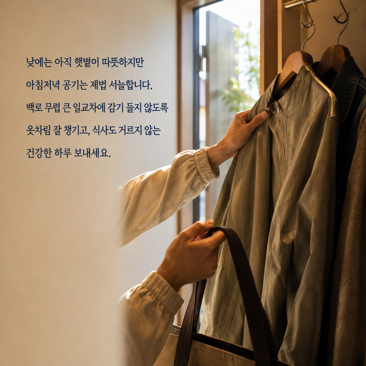 큰 일교차에 옷차림과 식사를 잘 챙기라는 백로 건강 인사말 이미지