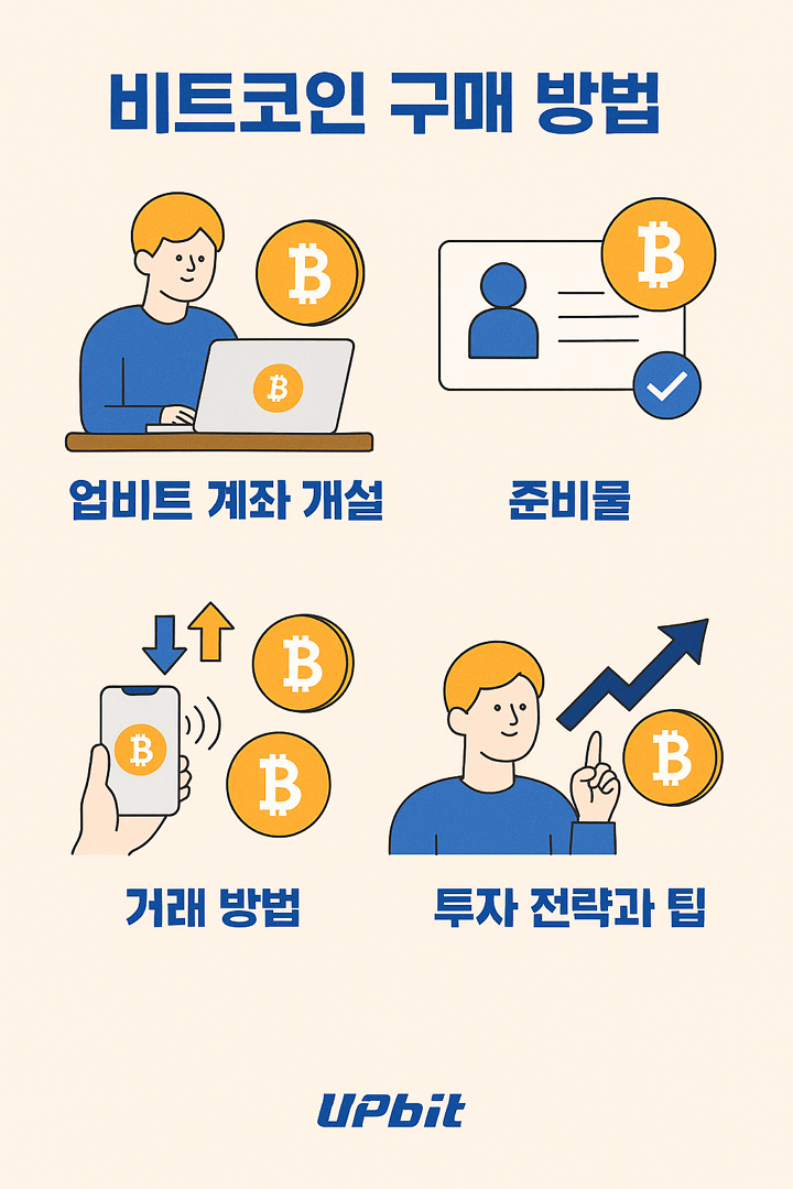 비트코인 구매 방법, 업비트 계좌 개설, 준비물, 거래 방법, 투자 전략과 팁