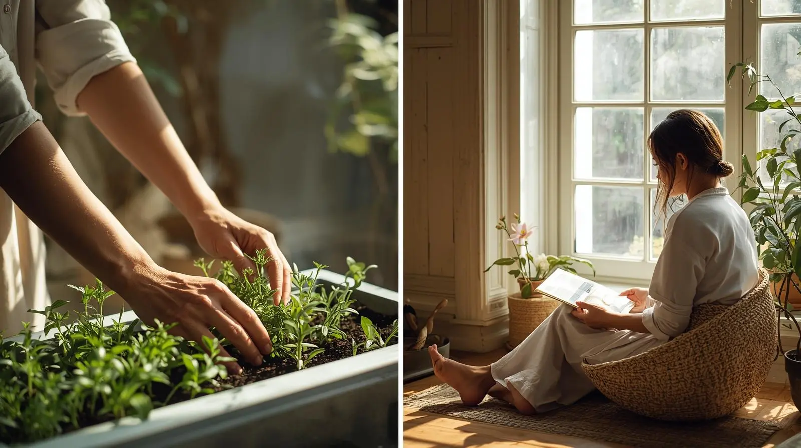 “감정이 회복되어 평온을 찾은 사람의 이미지”