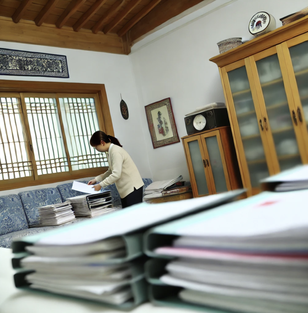 공문서를 준비하는 사무실 풍경