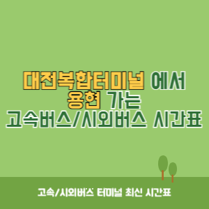 대전복합터미널에서 용현 가는 시외버스 시간표 최신정보